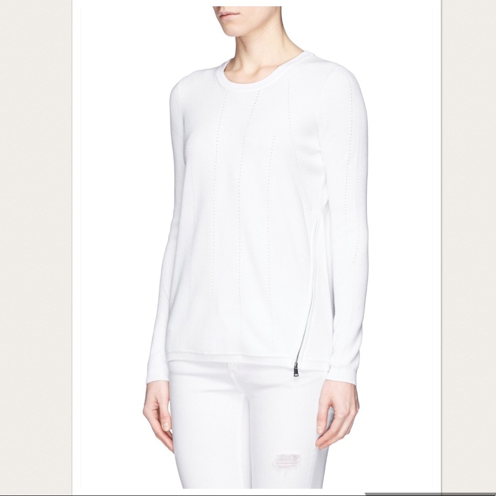 VINCE SIDE ZIP CONTRAST KNIT SWEATER
